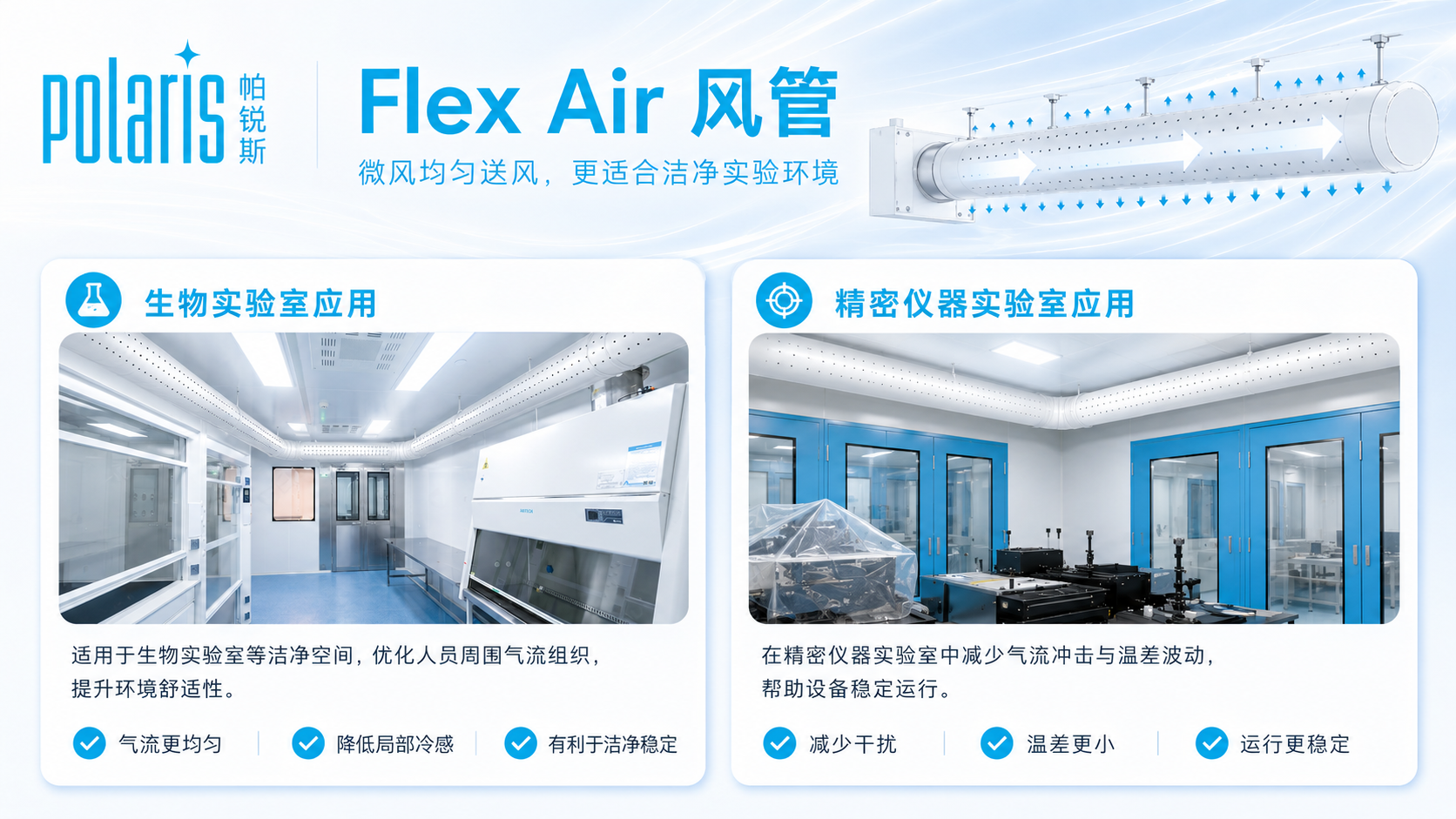 Flex Air 风管在生物实验室与精密仪器实验室的应用场景